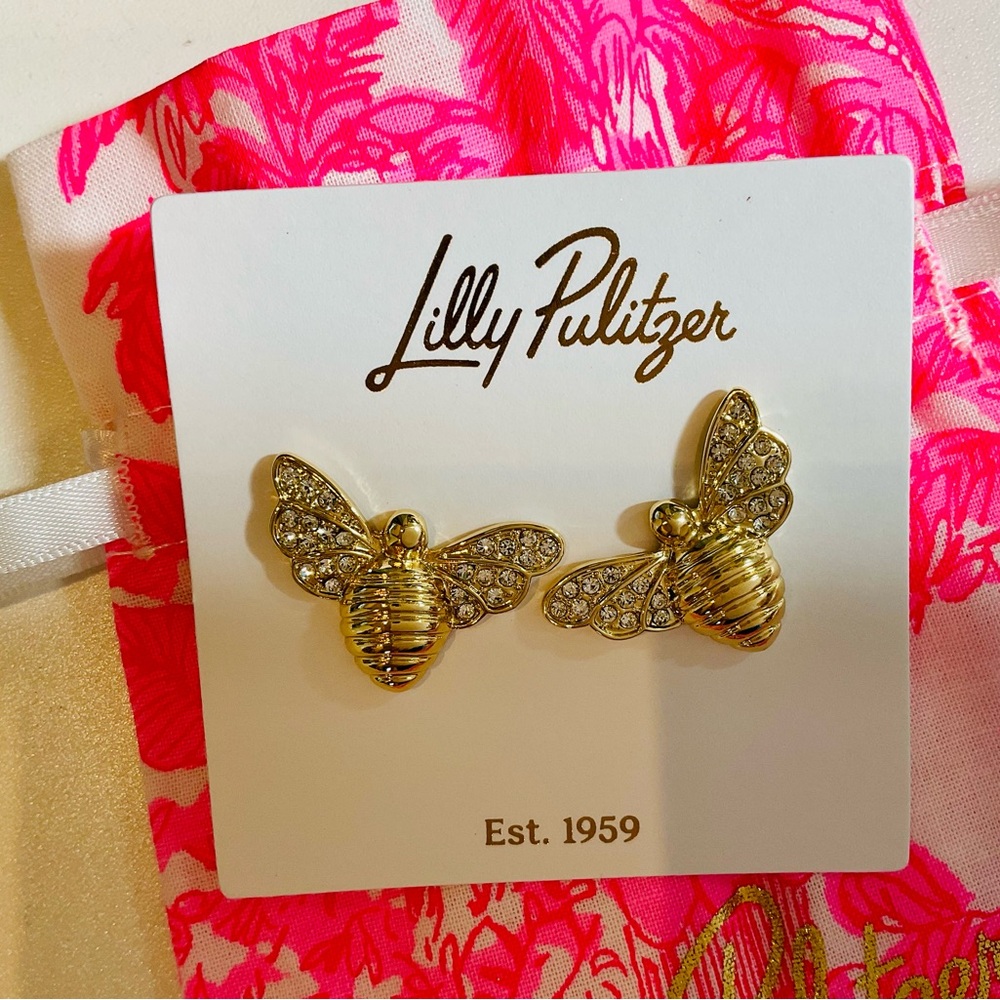 Lilly Pulitzer Gold GWP Bee Earrings - Brand New